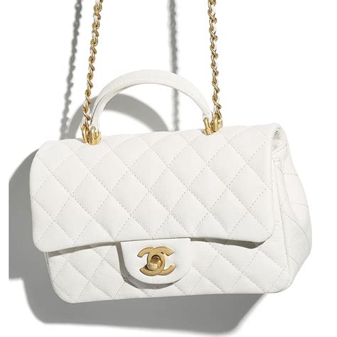 chanel top handle white|chanel mini flap bag with top handle.